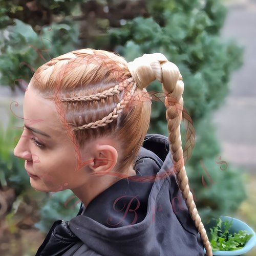 French and double side braids with feed-in ponytail hairstyle