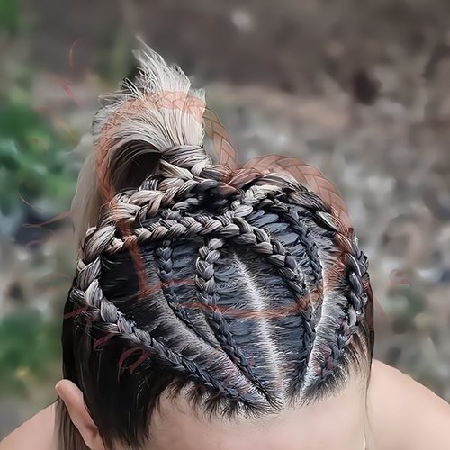 Pattern braids with ponytail hairstyle