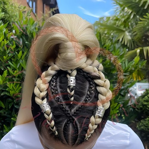Feed-in infinity pattern braids hairstyle